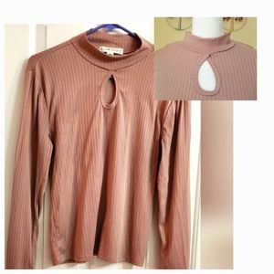 NWOT Eye Candy Ribbed High Neck Tank,keyhole Top Large